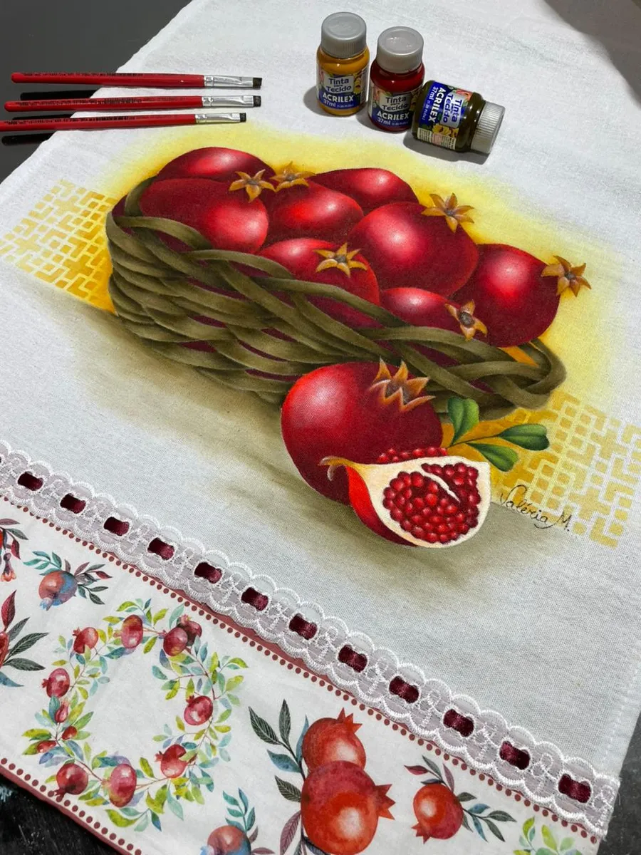 Pano de copa Cesta com Romãs