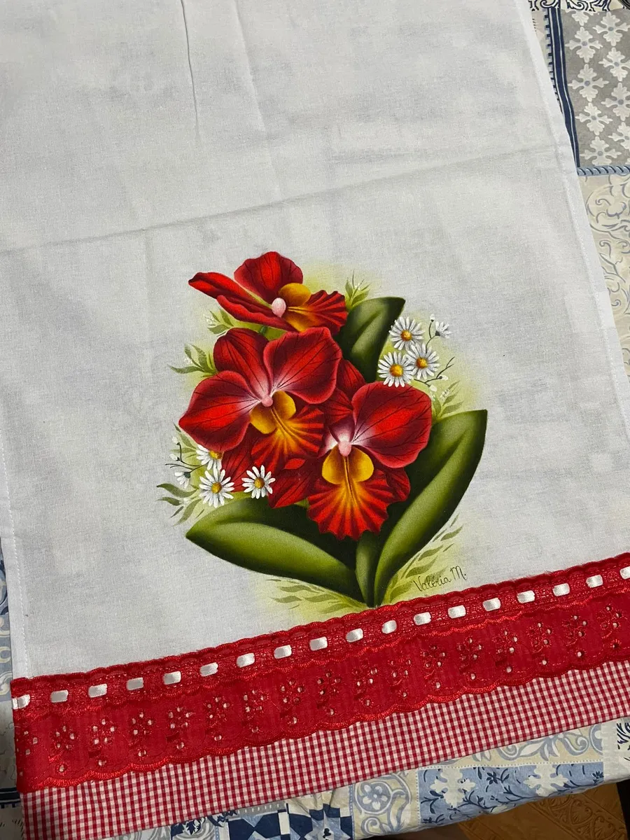 Pano de copa Orquídeas e Margaridas