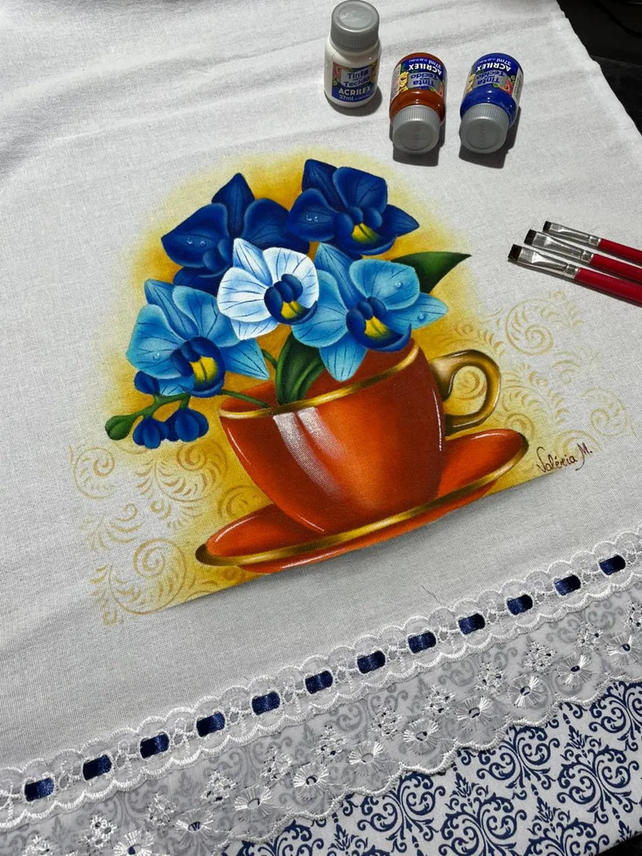 Pano de copa Orquídeas Azuis