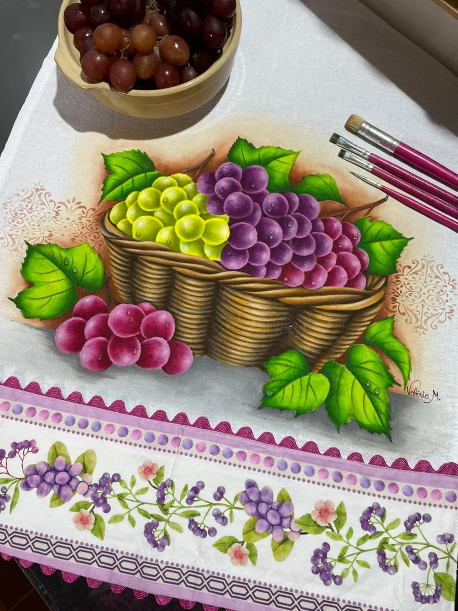 Pano de copa Cesta com Uvas