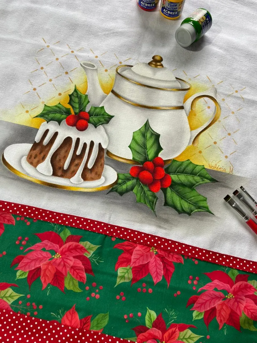 Pano de copa natalino Chá Natalino