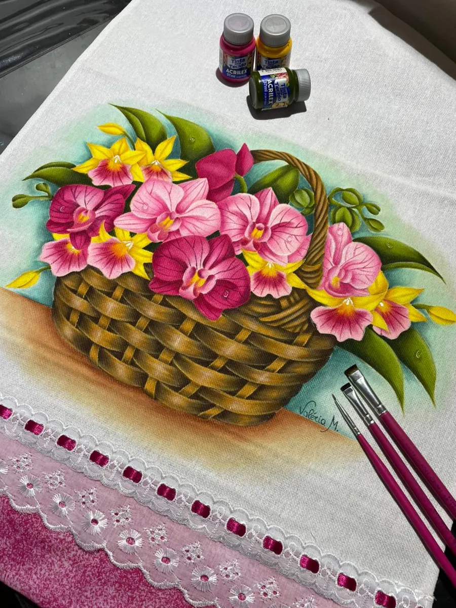 Pano de copa Cesta de Orquídeas